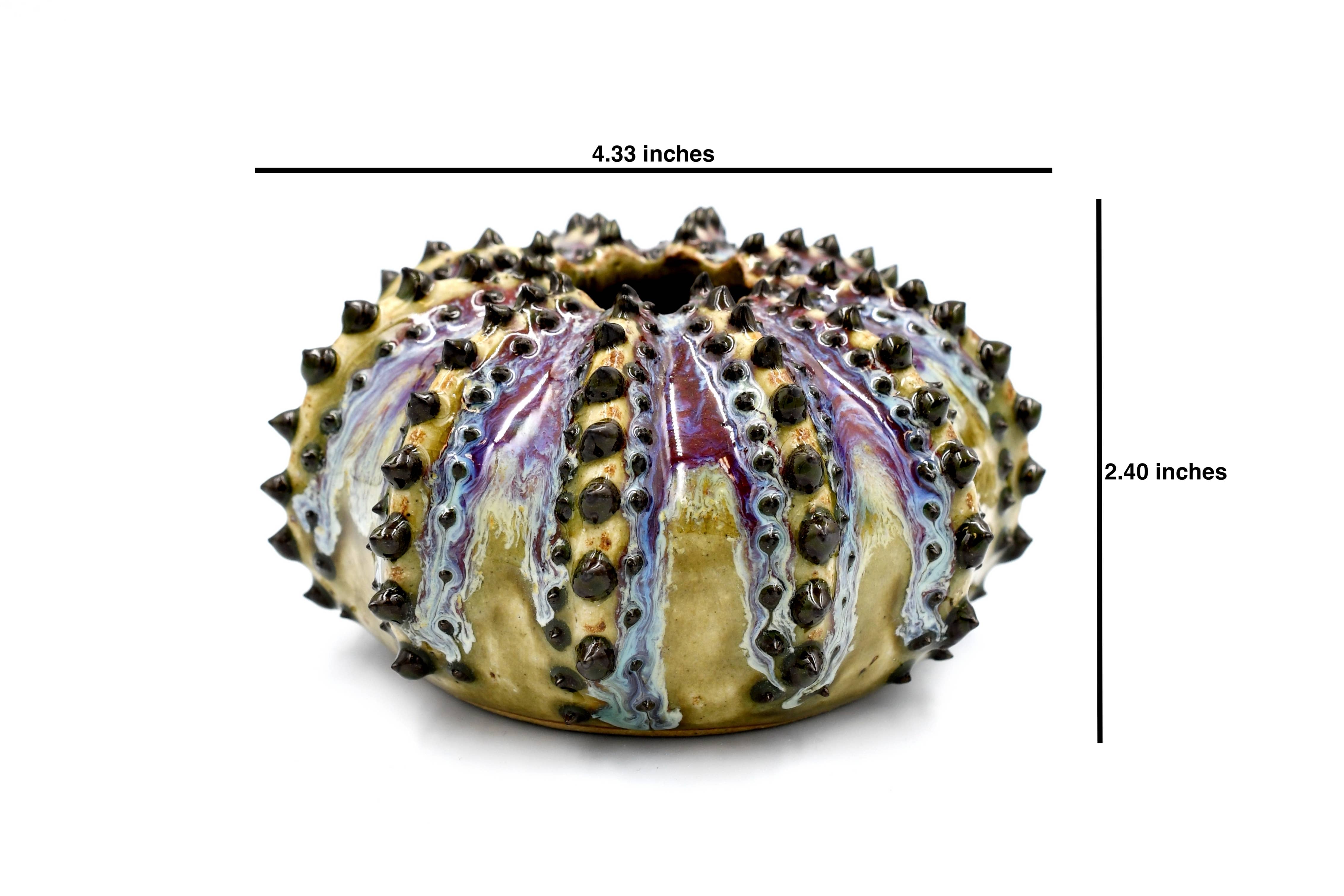 Art Floral Trading LLC - Wholesale Vase - SRI174EFFG SEA URCHIN VASE GREEN & PURPLE EFFECT1