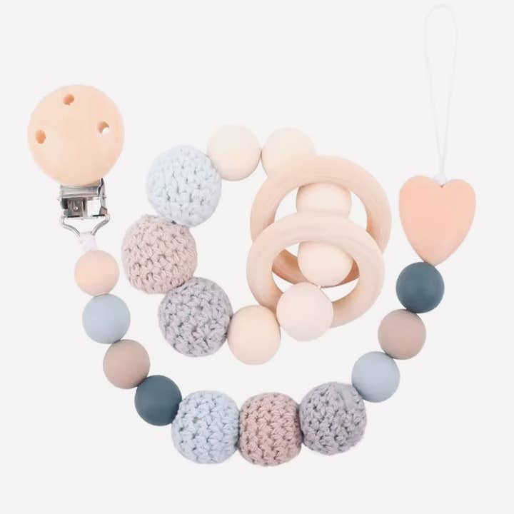 Blauwe siliconen speenkoord & bijtspeeltje voor wholesale door Baby's House