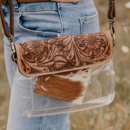 FRINGE & LUXE - Wholesale Crossbody Bag - Women's - Western tooled stadium festival concert clear bag1