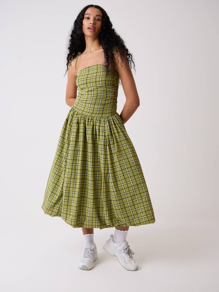 Cher Alexa Green Plaid Pattern Puffball Dress for wholesale on Faire1