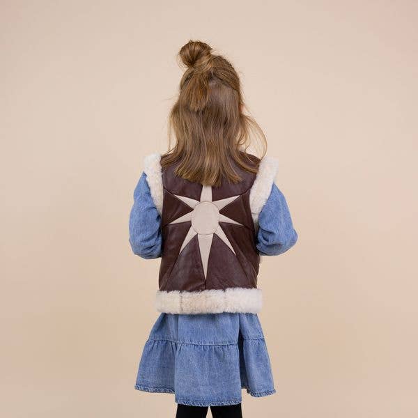 Moonrise - Wholesale Outerwear Vest - Kids - Kids Waistcoat Sheepskin Brown With Star