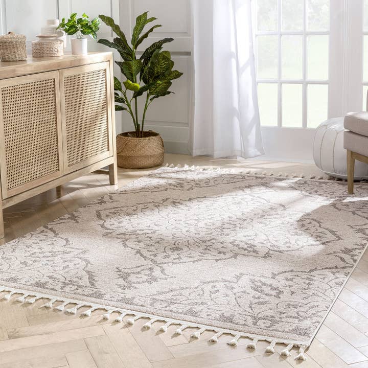 Well Woven – wholesale Area rug – Mara Medallion Botanical Pattern Brown Beige Kilim-Style Rug