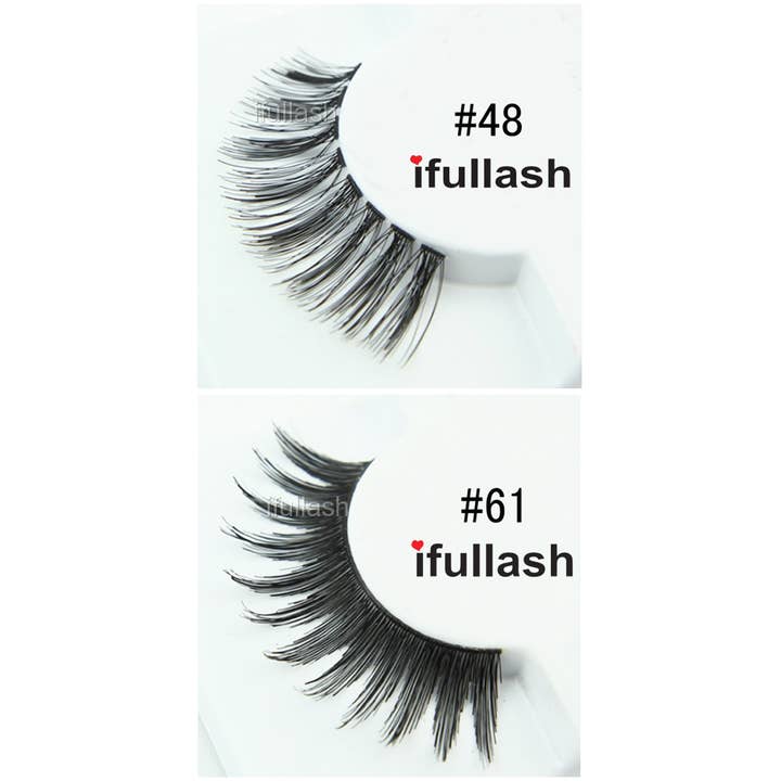 KC Factory - Wholesale False/Fake Eyelashes - Eyelashes Black 12Pair - Human Hair (100LASH-04)