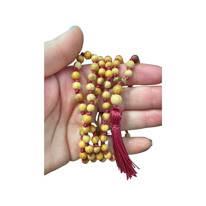 Sonam Sondhi – wholesale Prayer beads necklace – Palo Santo Mala with Red Cord