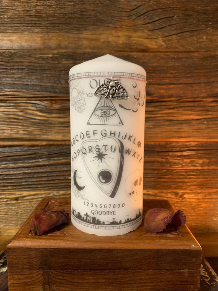 Ouija Pillar Decor Candle for wholesale by Krimson Canvas