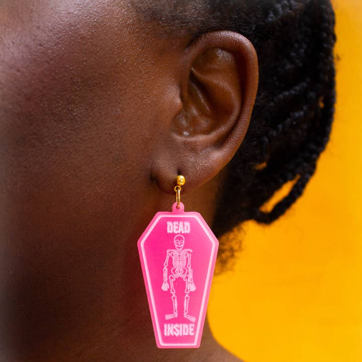 "Dead Inside" Tombstone Earrings for wholesale by Sunshine Studio