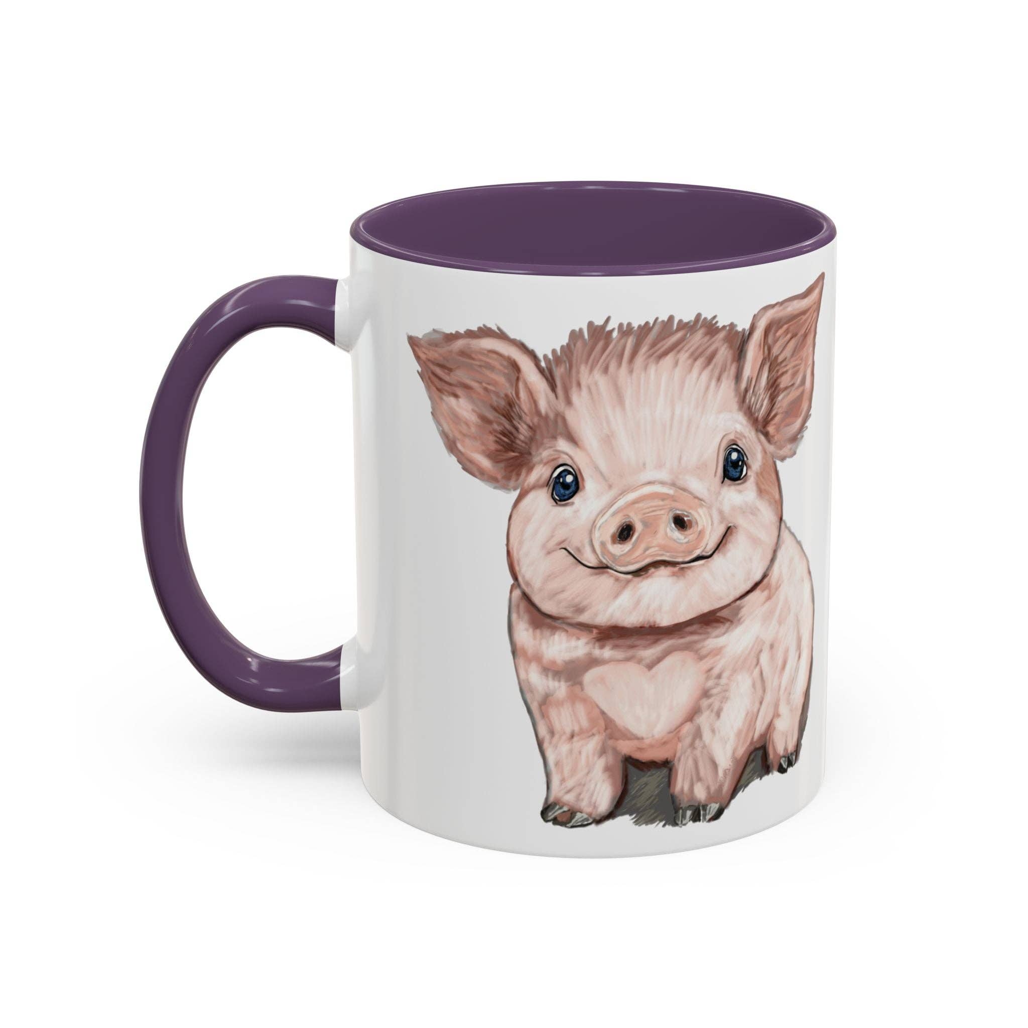 Blue Cava - Wholesale Coffee Mug - Adorable Piglet Two Tone Ceramic Mug - 11 oz & 15 oz37