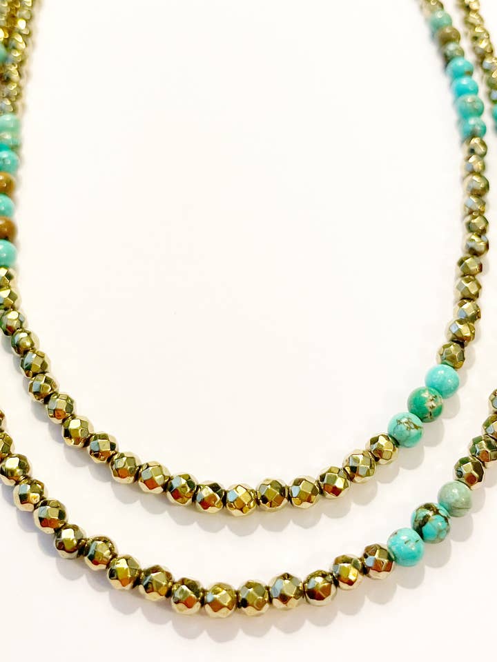 Long Ride Home ketting van pyriet en turkoois voor wholesale door Ann Vlach Designs