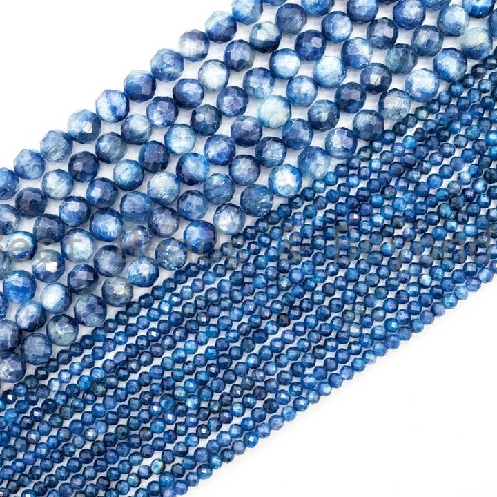 Top Quality Faceted Natural Kyanite Round Beads 4/5mm Gemstones Beads,Natural Kyanite Beads,15.5" Full Strand,SKU#U113 for wholesale by BestBeads&Beyond
