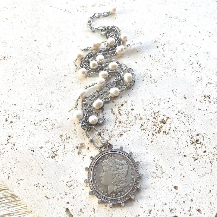 VB&CO Designs Handmade Jewelry - Vendita all'ingrosso Collana con ciondolo/pendaglio - Collana con monete, medaglione, gioielli, perle d'acqua dolce1