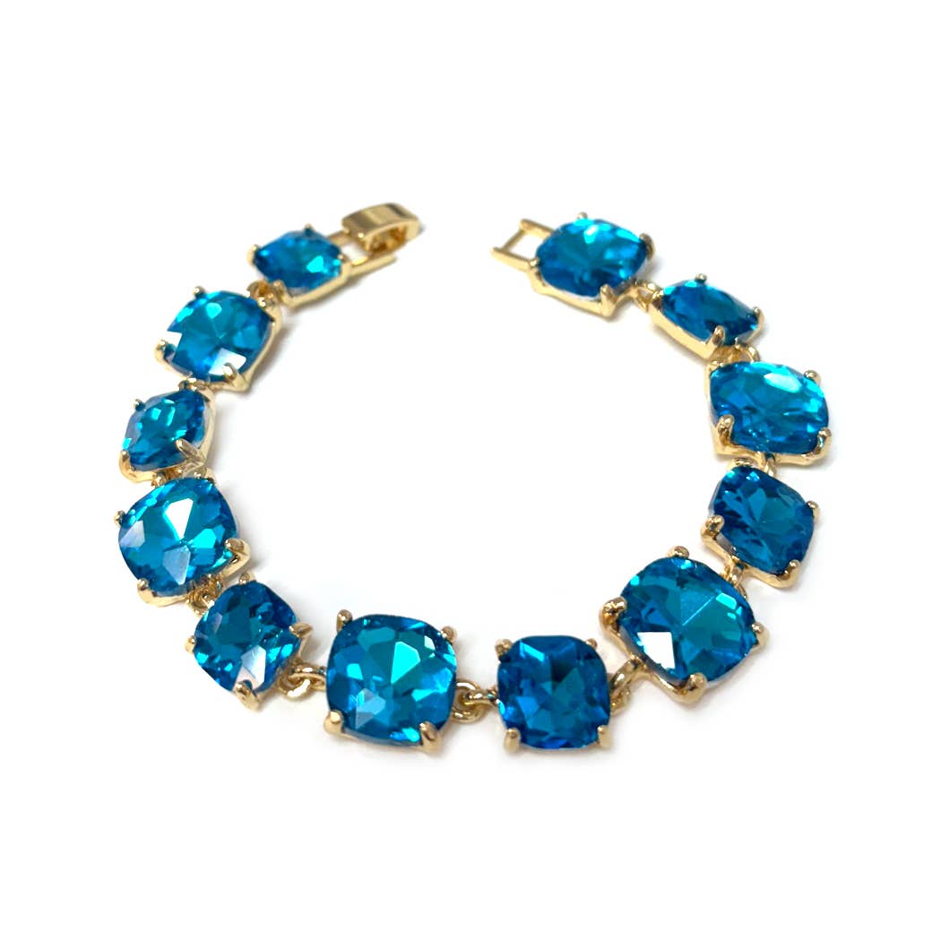 StarryNYC - Wholesale Link & Chain Bracelet - Cushion Cut Glass Crystal Linked Station Bracelet36