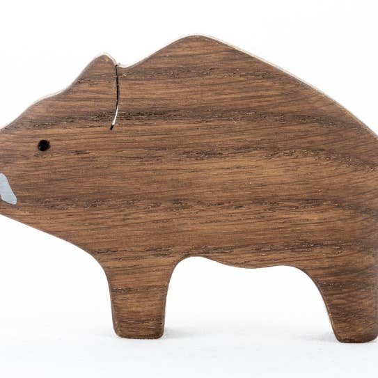 Handmade Wooden Boar Figurine for wholesale by PoppyBabyCo