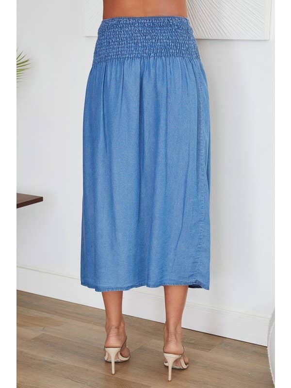 VENTI6 - Wholesale Skirt - Women's - SMOKED WAIST MIDI SKIRT (68884)6