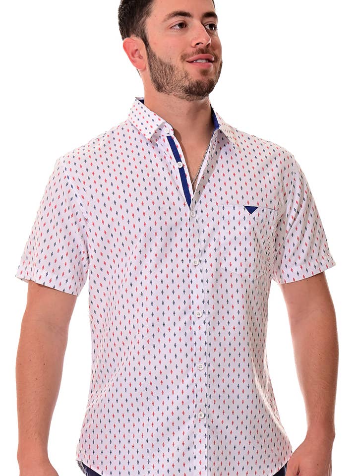 Men Short Sleeve Button-Down Shirt w/Pocket M-2XL MCS3202-B for wholesale by Azucar & Bohio
