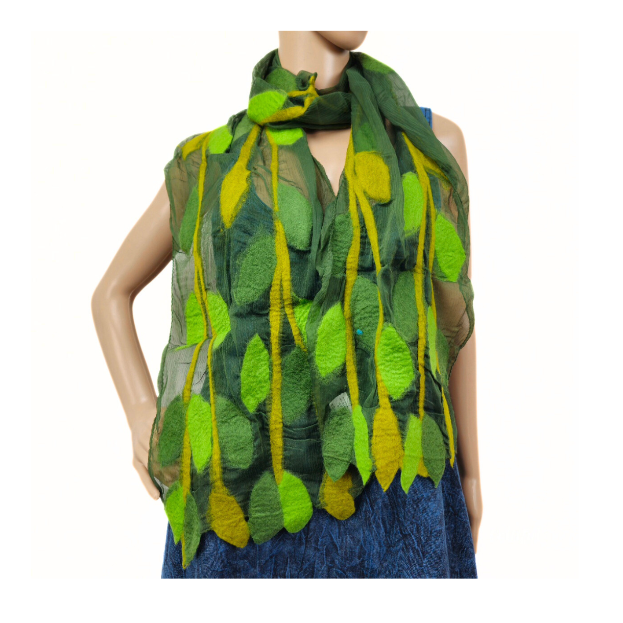 Feltiful - Wholesale Scarf - Women's - Leaf Merino Wool Handmade Felt Scarf1