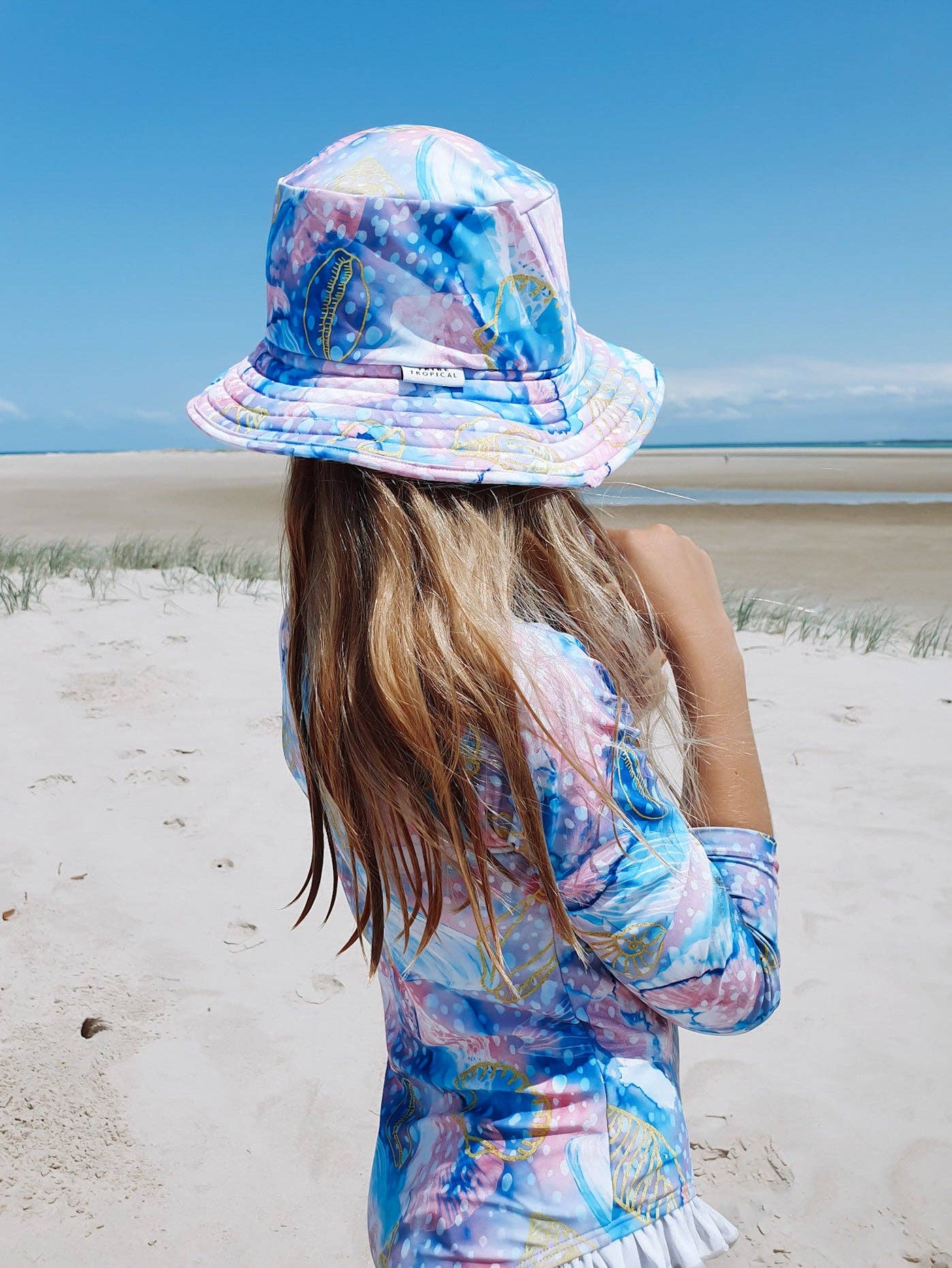 Tribe Tropical - Wholesale Sun hat – Kids - Wide Brim Swim Hat - Shelly Beach8