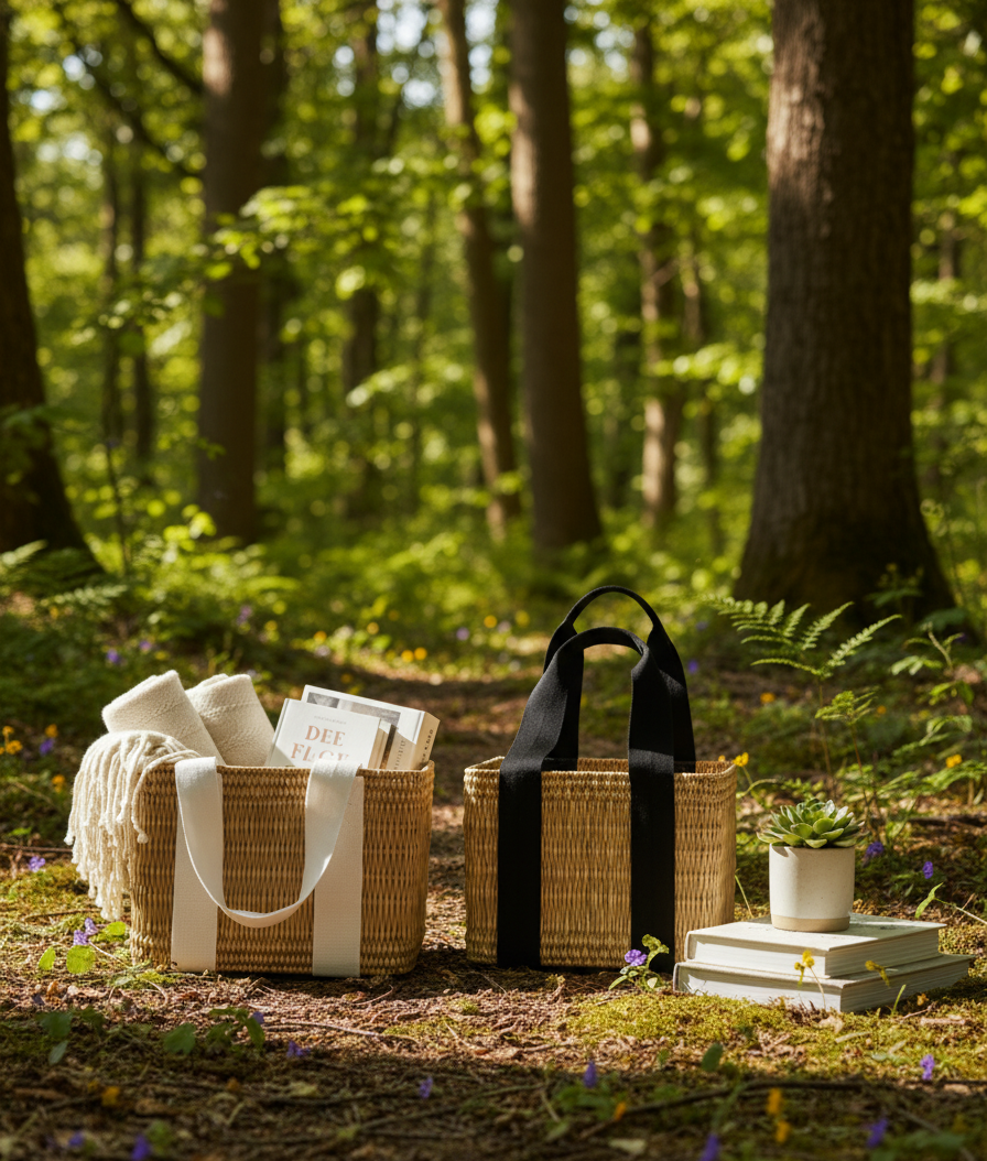 High crafty - Wholesale Beach Bag - Rattan Basket Bag – Handmade Natural Rattan Tote with Black 1