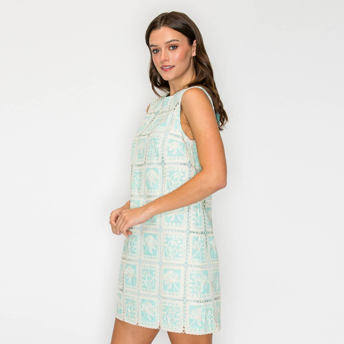 LoveWednesday - Wholesale Dress - Women's - Mint Lace Patch Work Mini Shift Dress - LWD2908 5