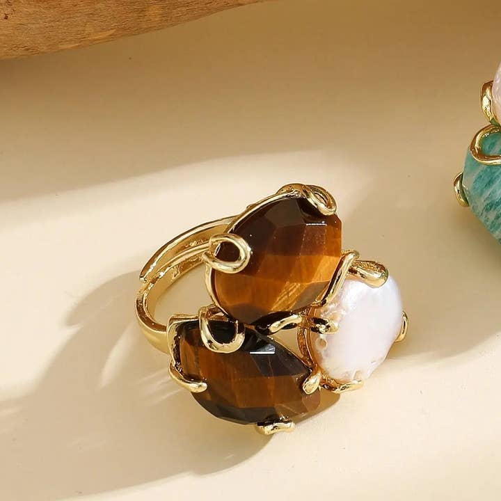 PHOEBE´S - Wholesale Cocktail/Statement Ring - Anillos elegantes de oro con gemas y perla2