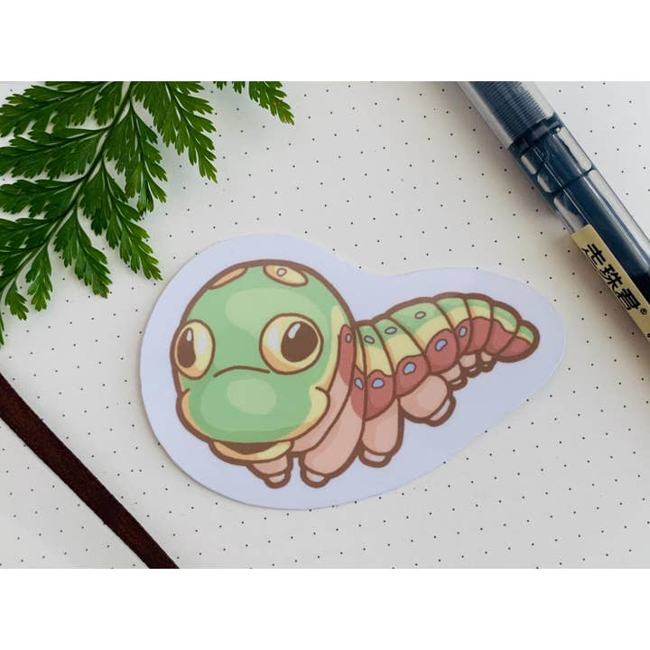 Autocollant résistant à l'eau de chenille de papillon épicéa. pour la vente par Mischief Mori