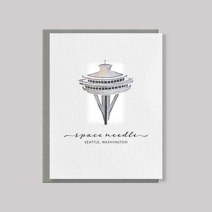 CARVED Space Needle Note Cards | Custom | Box of 6 for wholesale by Originals Paper Art