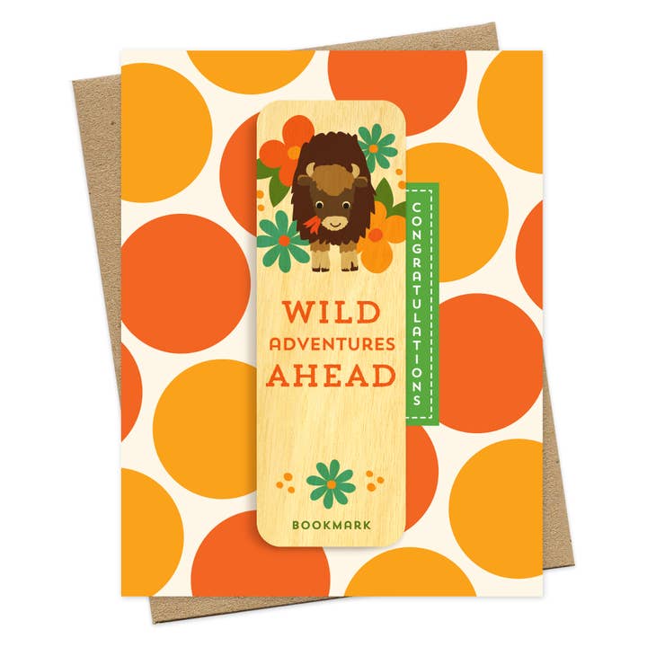 Wild Adventures Bookmark Congratulations Card for wholesale by Night Owl Paper Goods