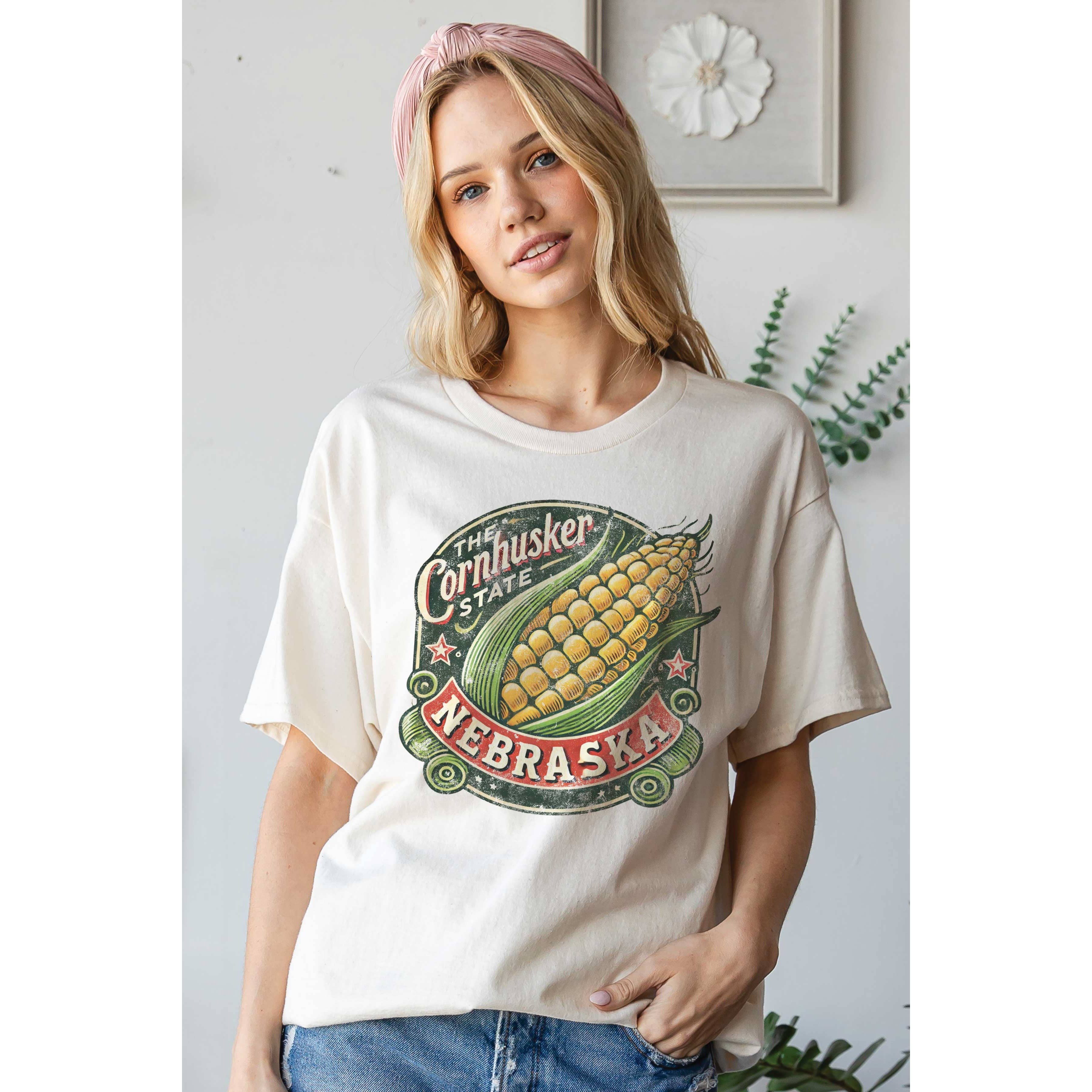 BLUME & CO. - Wholesale T-Shirt (Graphic) - Women's - THE CORNHUSKER STATE NEBRASKA Oversized Graphic Tee2