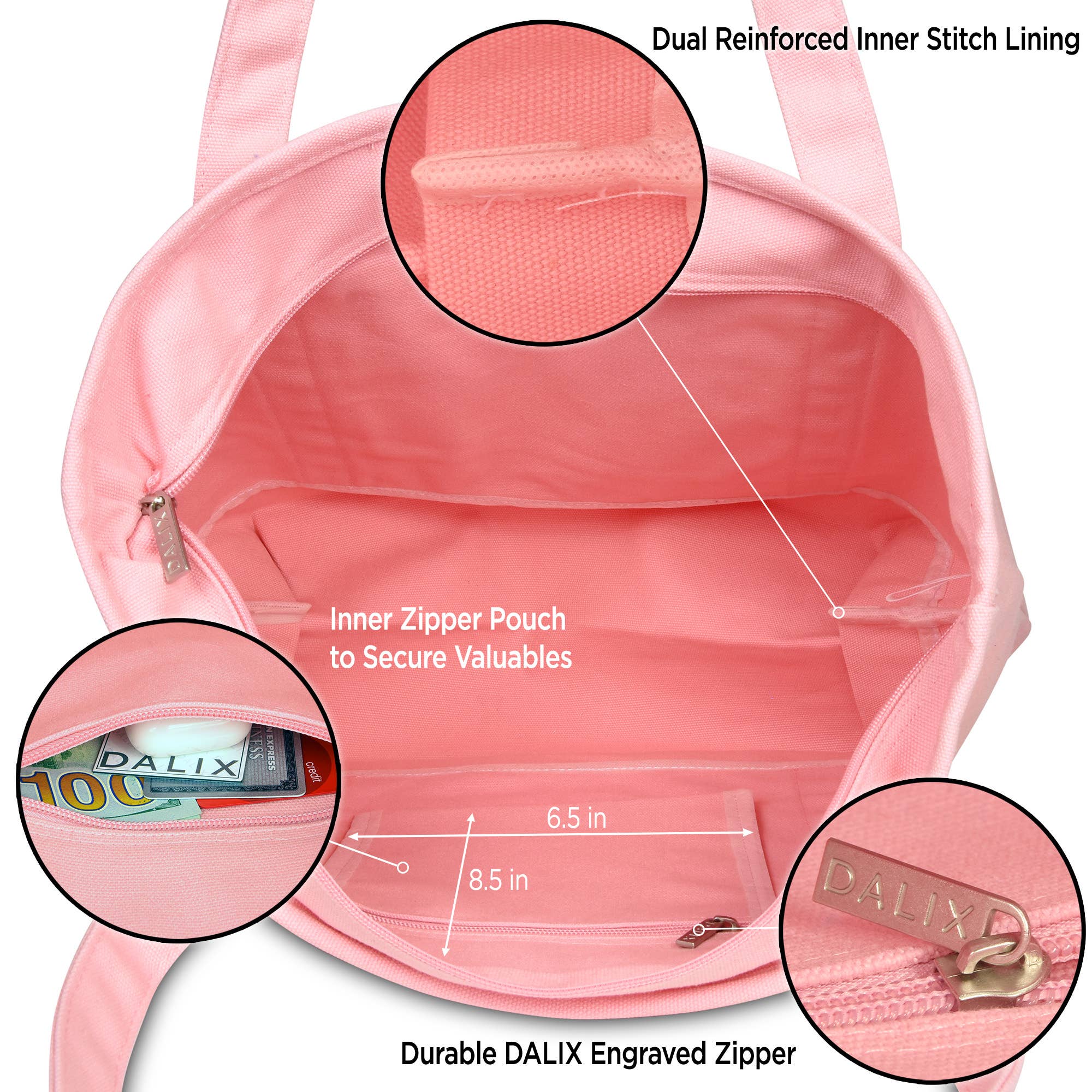 Dalix – wholesale Tote bag – Women's – DALIX 20" Solid Color Cotton Canvas Shopping Tote Bag24