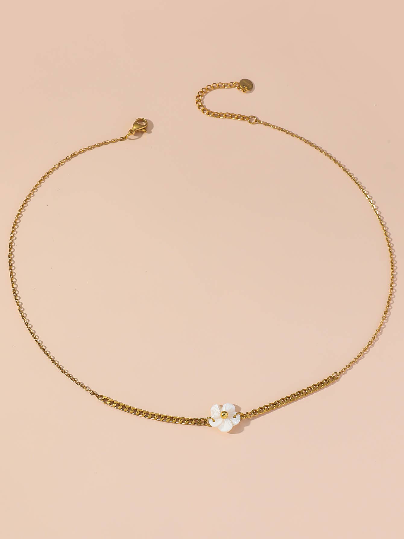 Blossom bijoux – Großhandel Gliederhalskette – 24CCA124 Halskette aus Edelstahl mit verstellbarer Kette2