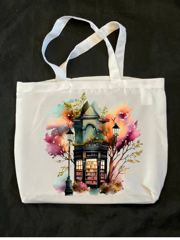Autumn Bookshop Tote Bag for wholesale by thegloomycottage