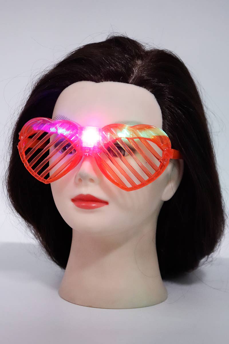 Cap Zone – wholesale Sunglasses – Women's – Heart Goggle LED Light-Up Shutter Shades Glasses6