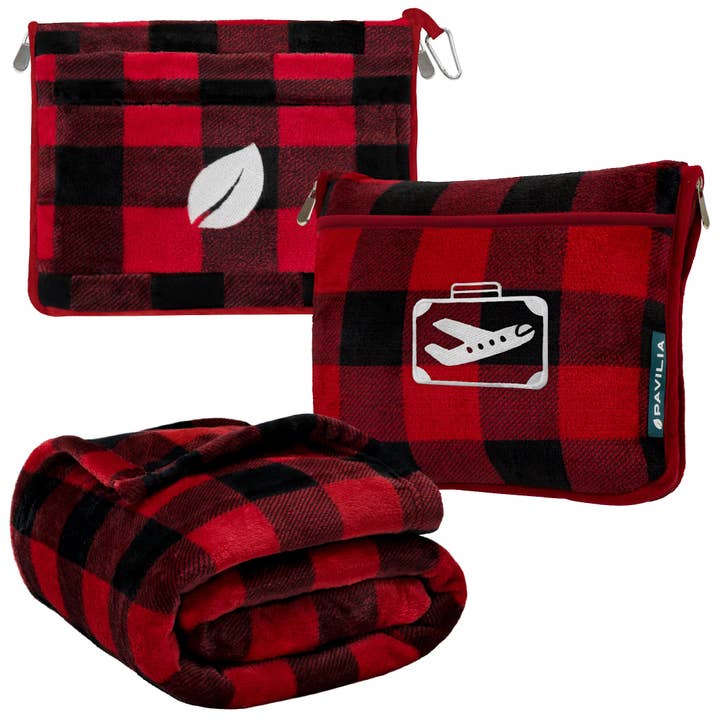 Pavilia - Wholesale Travel Blanket - Airplane Fleece Travel Blanket Pillow1