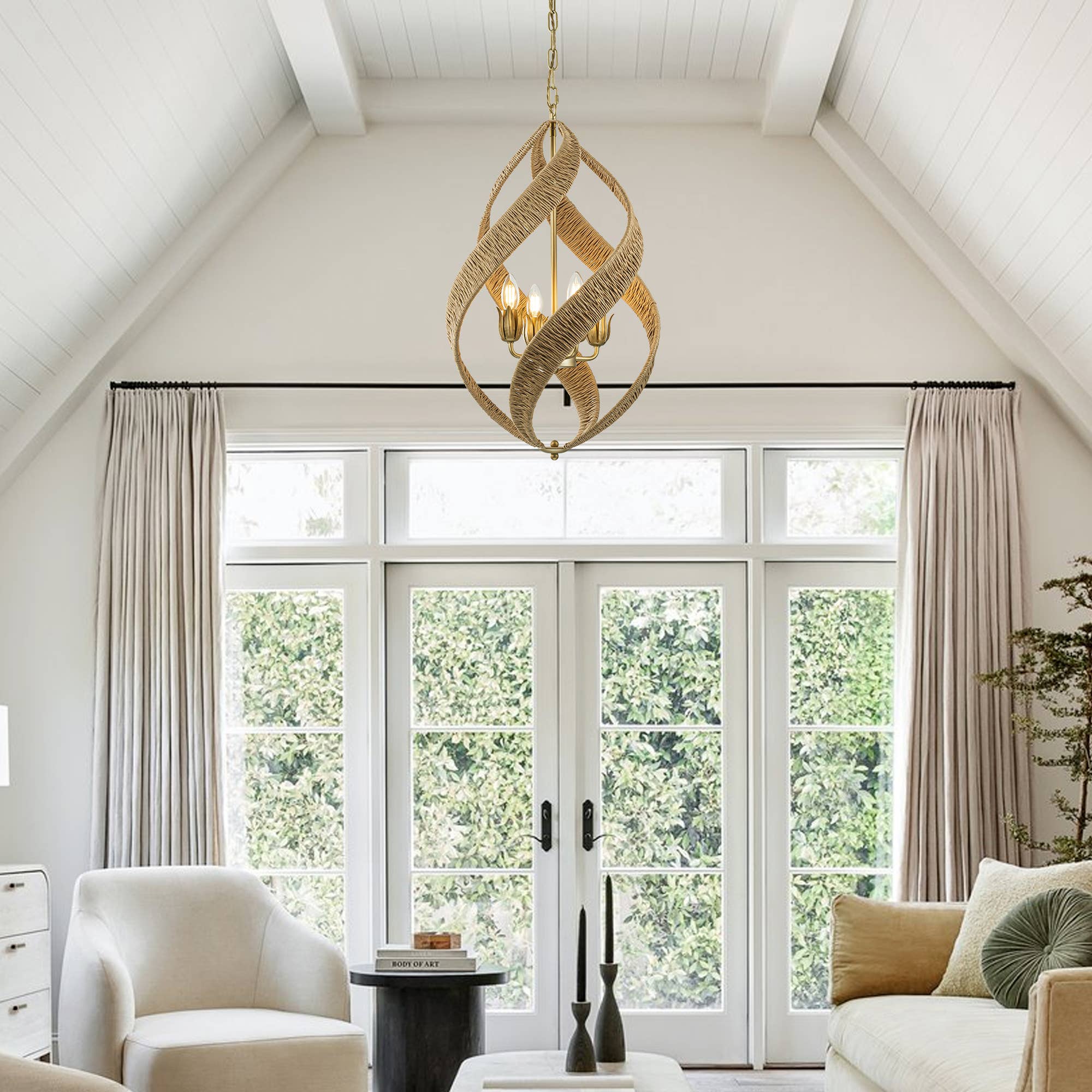 ELE Light & Decor - Wholesale Chandelier/Hanging Light - Elin 4-Light Contemporary Rattan Chandelier3