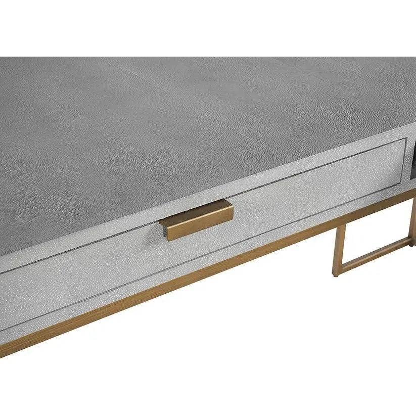 LOOMLAN – wholesale Console table – Jiro Desk - Grey Shagreen Antique Brass Legs4
