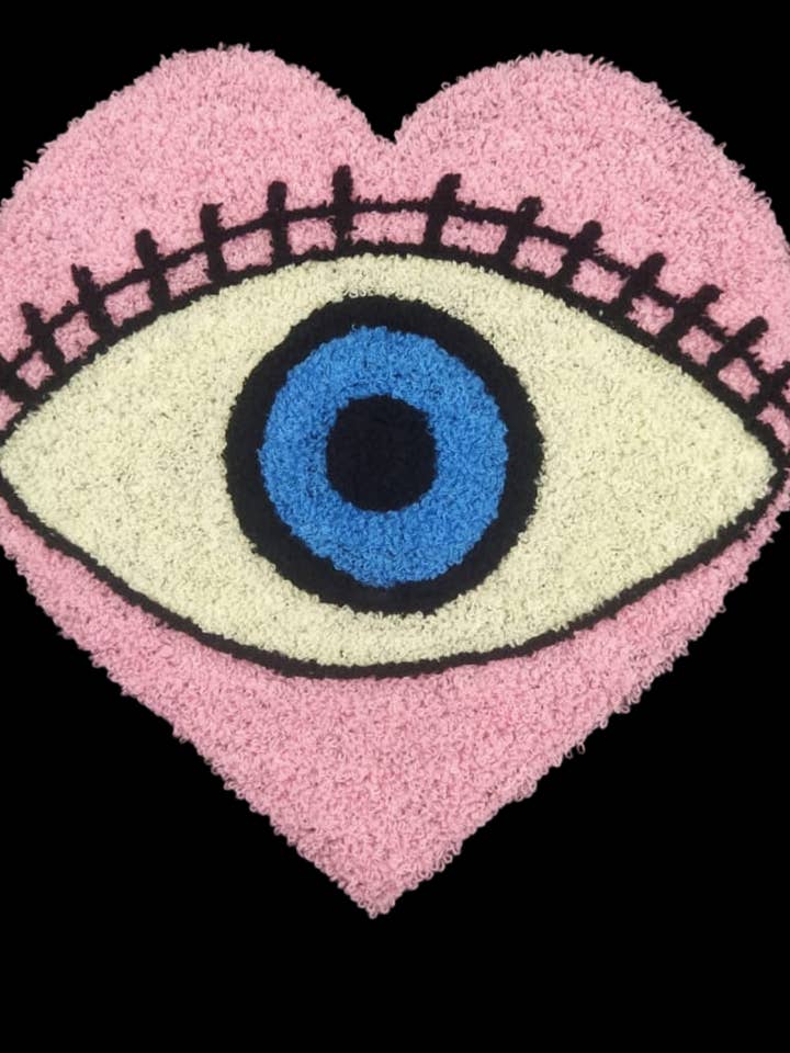 Embellished embroidered Denim fringe jacket (evil eye heart) for wholesale by Pink and Silver