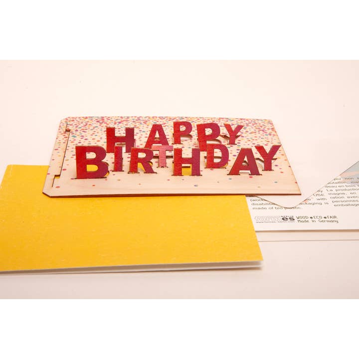 Joyeux anniversaire - carte de vœux en bois avec motif contextuel à coller pour la vente par Formes Berlin GbR