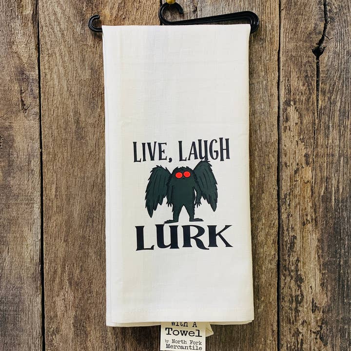 Vivre Rire Rôder, Homme-Phalène, Torchons de Cuisine, Serviette Amusante pour la vente par North Fork Mercantile