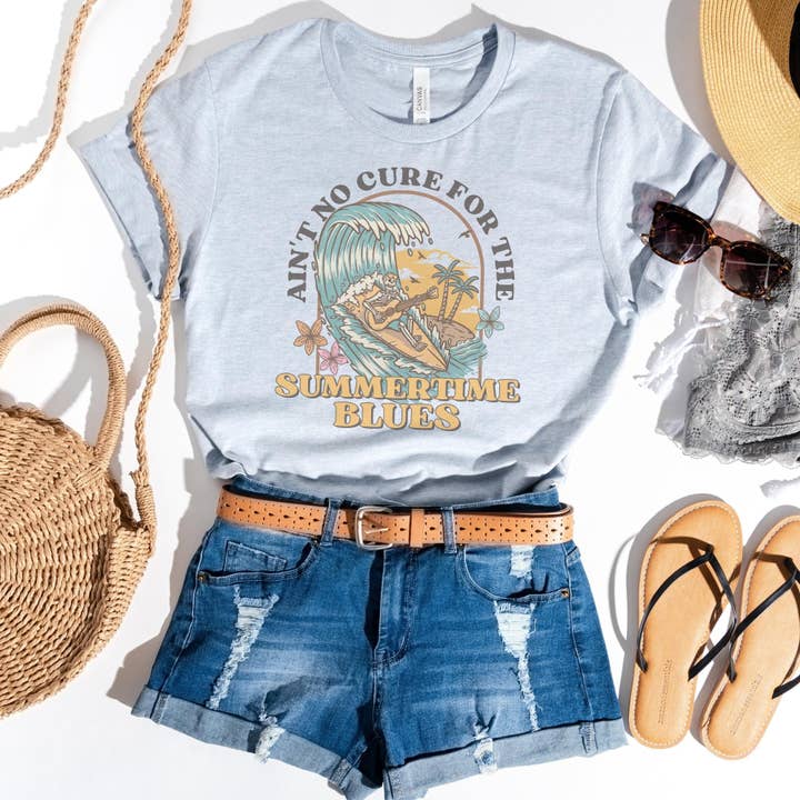 Summertime Blues Retro Graphic T-Shirt for wholesale by Trendznmore - Modern Graphic Apparel