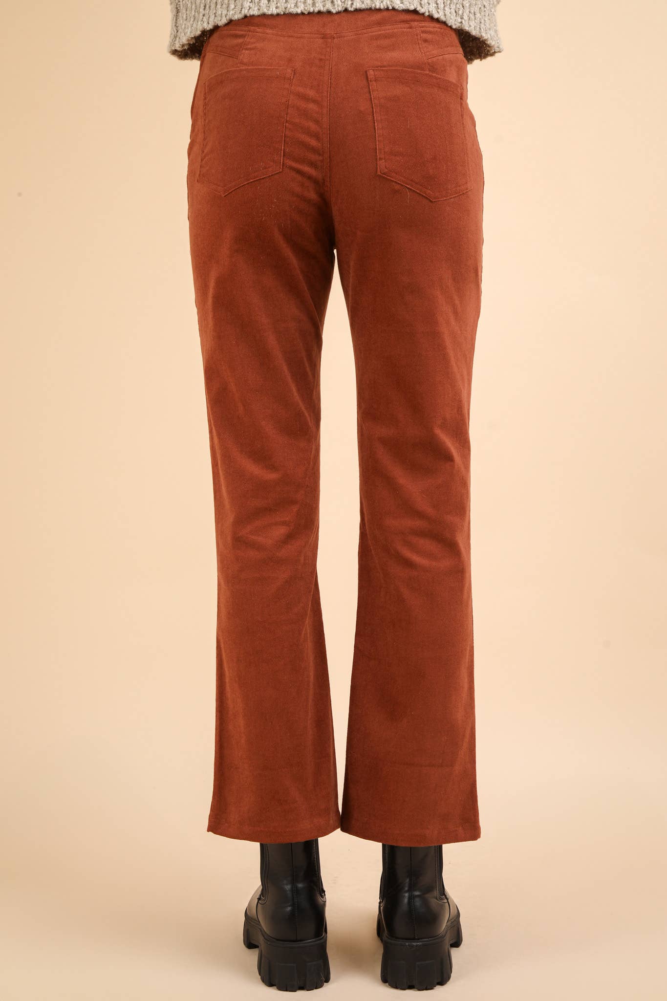 VERY J - Vente Pantalon – femme - NP70562-Pantalon en velours à coupe botte avec poches arrière12