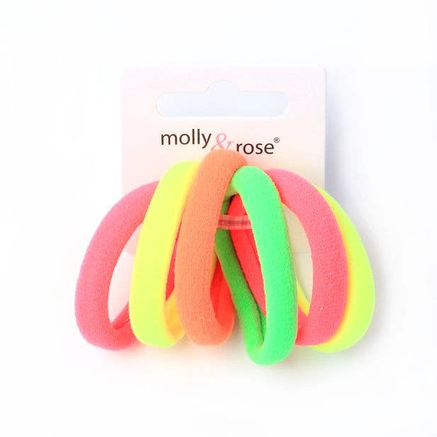 Inca UK – wholesale Hair tie – Jersey Elastics - Neon Mix - Card of 6 - 8mm Thick