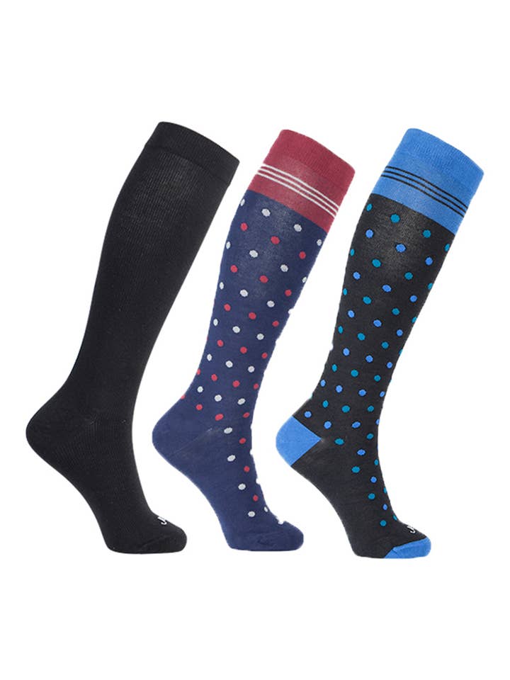 Meias de Compressão Diária de Algodão (15-20mmHg) - Pontos - Pack de 3 por atacado de Ja-vie