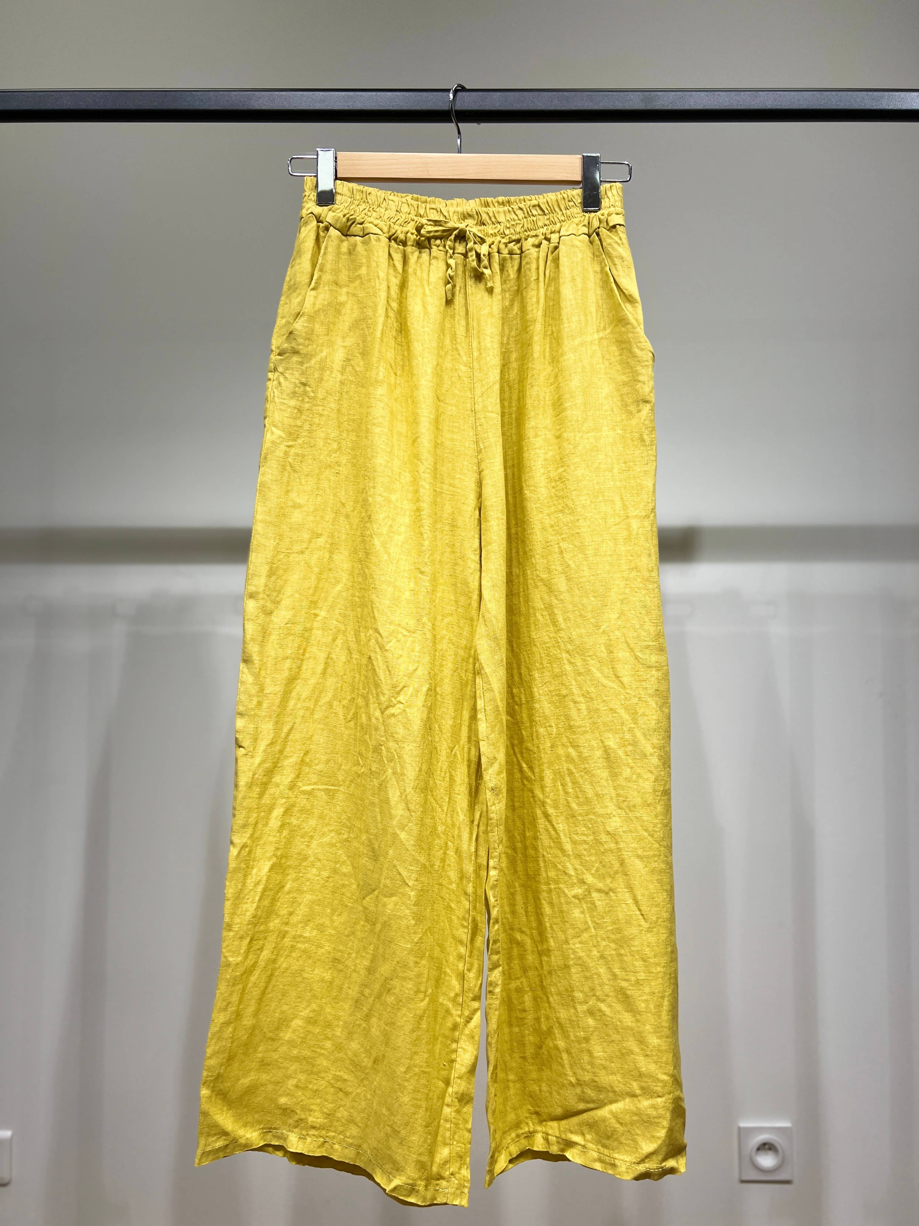 L'Emotion - Wholesale Pants - Women's - Wide Leg Elastic Waist Drawstring Pants 100% Linen11