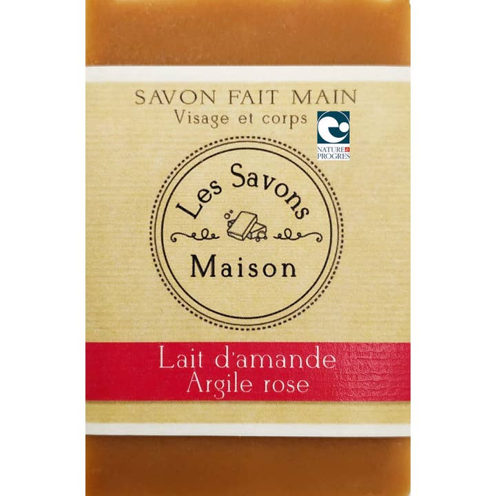 Bio-Seife mit Mandelmilch und rosa Ton 100 g für den Großhandel von Les Savons Maison