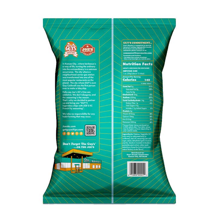 Guy's Snacks - Wholesale Chips - JOE'S KC FRENCH FRY SEASONING POTATO CHIPS - Full Case (15 - 8oz Bags)
