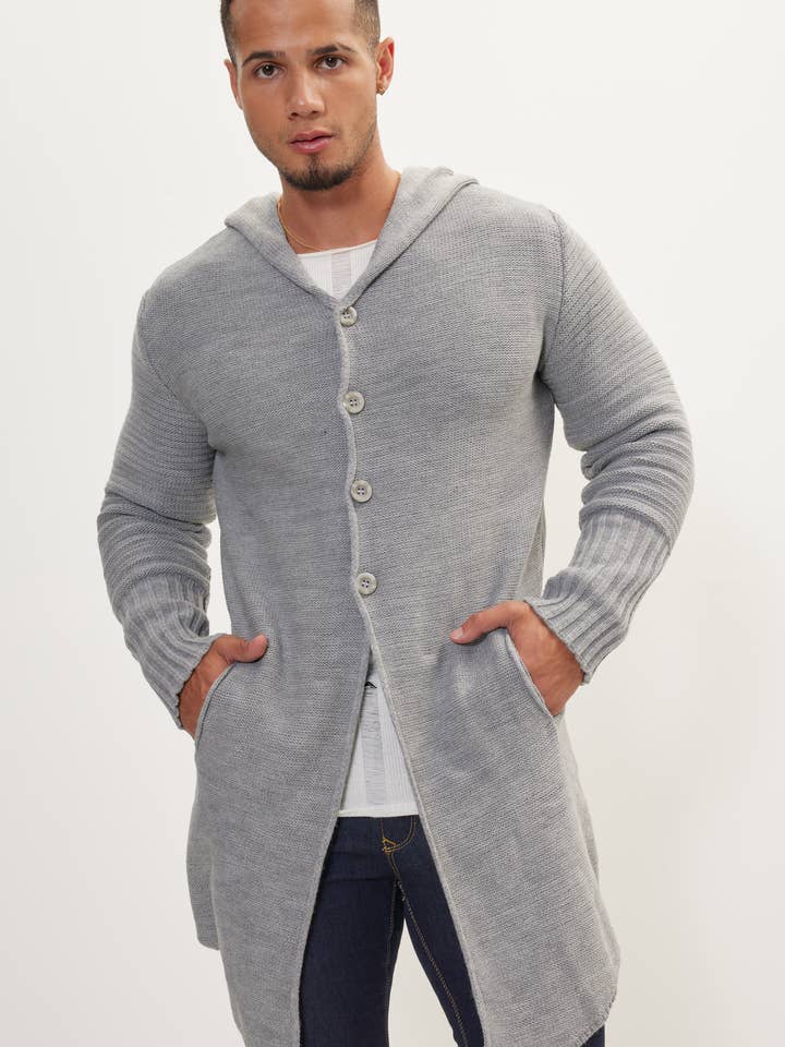 Cardigan Slim Everyday pour hommes - Gris pour la vente par Ron Tomson