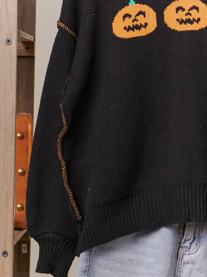 Noir Pull d'Halloween à capuche avec broderie Jaco O en vente sur Faire7