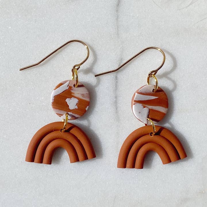 Esmé Mini Terracotta Marble Dangle Earrings for wholesale by Of Clay Jewelry