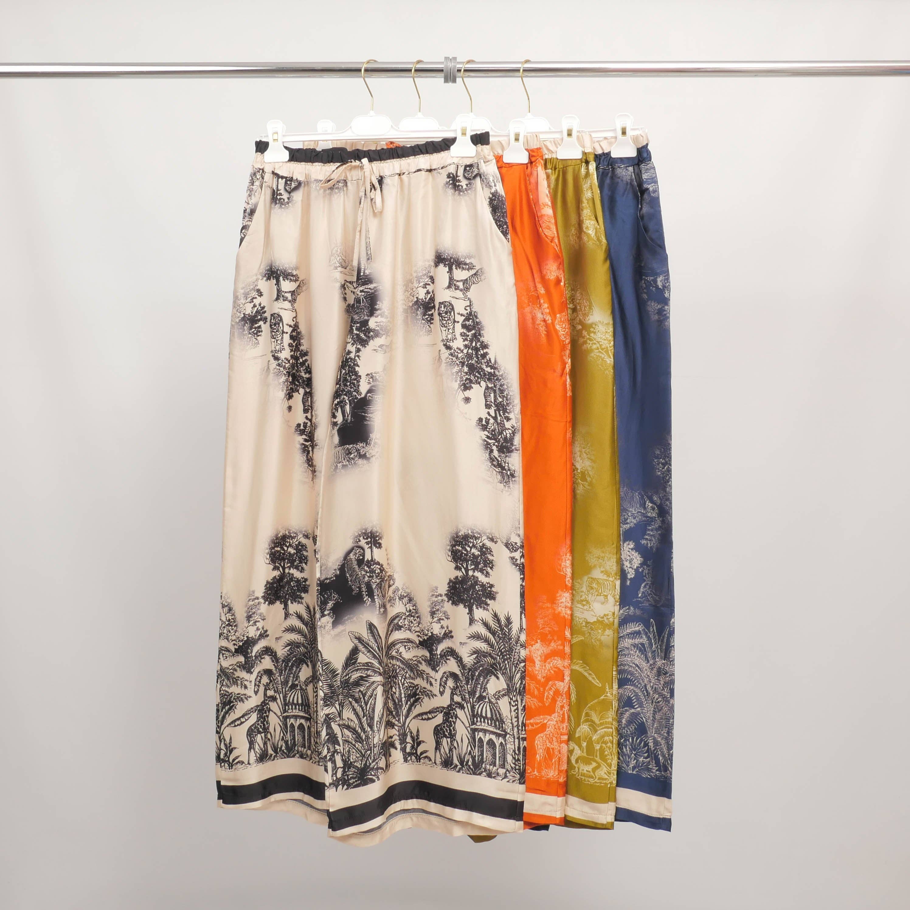 Cecile Wang - Wholesale Pants - Women's - Fluid jungle print trousers in viscose and silk – KD6637VS-45