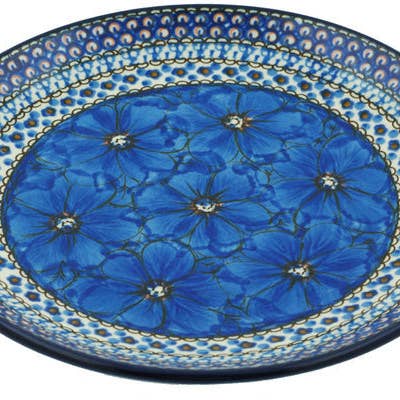 Plate 10" Cobalt Poppies Theme UNIKAT for wholesale by Polmedia Polish Pottery