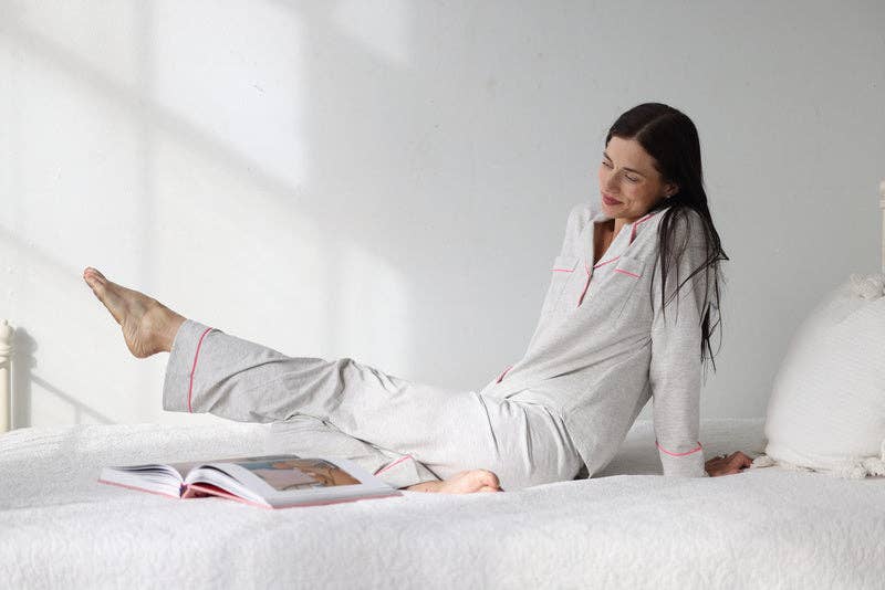 Salua Lingerie - Wholesale Sleepwear Set - Women's - SALUA Classic Luxury Shorties Pajamas in Brushed Pima Cotton14